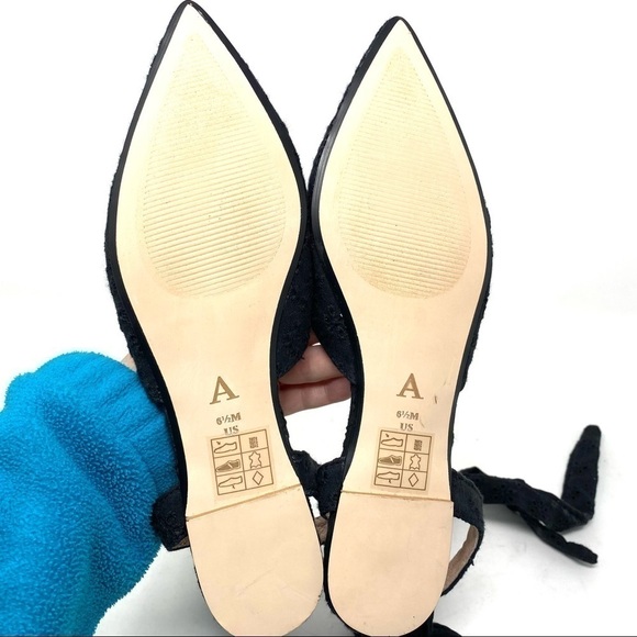 Anthropologie black eyelet point toe tie up flats - Picture 9 of 9